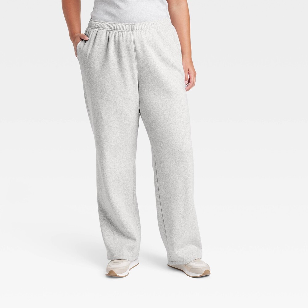 Leisure Studio Mid-Rise Knit Straight Leg Sweatpants - Heather Gray